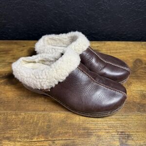 Pikolinos Jerez Brown‎ Leather Shearling Clog Slippers Womens EU 40 US 9.5-10